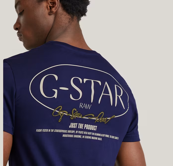 G-STAR CIRCLE BACK GRAPHIC T-SHIRT - BLUE