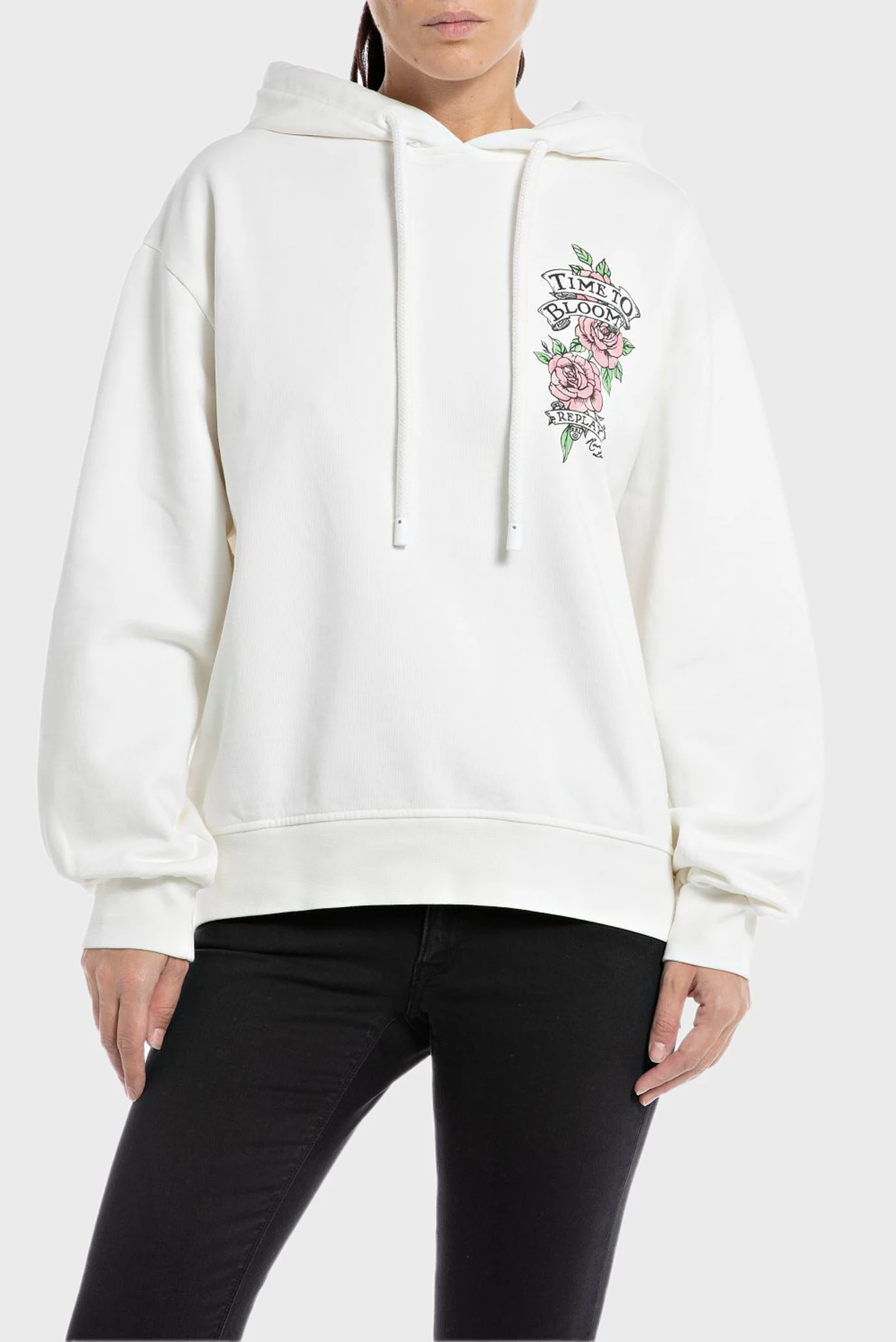 REPLAY TIME TO BLOOM SWEATSHIRT - WHITE